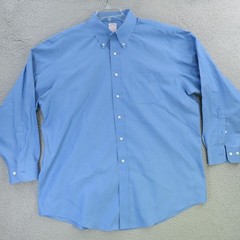 Brooks Brothers Shirt Men XL 17.5 Blue Long Sleeve Button Up 4/5 Dress