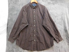 Ralph Lauren Shirt Mens Big 2X Blue Plaid Long Sleeve Button Up Cotton