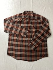 TASSO ELBA Mens L 16-16.5 Plaid Button Up Shirt Suede Elbow Patches Cotton Brown