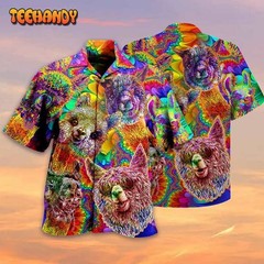 Lama Happiness Smile Mix Color Hawaiian Shirt