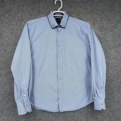Denim & Flower Shirt Mens Large Blue Geometric Long Sleeve Button Up Casual