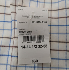 Stafford Cool Max Multi Grid Button Down Dress Shirt Men’s Small 14-14.5 32-33