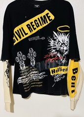 Civil Regime Men’s XL Black Crew Neck Hell Bent 199X Twofer Heavyweight Tee