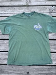 90s No Fair Life Wear Hanes Beefy T Men’s L Green Double-Sided Graphic T-Shirt
