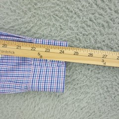 Roundtree & Yorke Gold Label Dress Shirt Mens 14.5 Blue Check Slim Non Iron