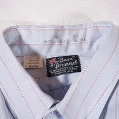 Beau Brummel Vintage Button Up Dress Shirt Stripe Pinstripe Made in USA Cotton