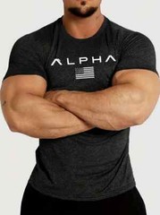 American Flag And Alpha Print Comfortable Versatile Men’s Short Sleeve Top