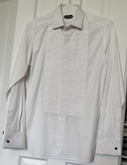 Tom Ford Men’s White Pleated-Bib French-Cuff Tuxedo Dress Shirt Size 39 – 15 1/2