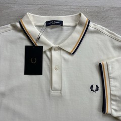 BNWT Fred Perry M3600/Q30 Short Sleeve Twin Tipped Polo Shirt Ecru Size 2XL XXL