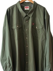 Wrangler Men’s 4XL Olive Green Long Sleeve Button Up Utility Work Shirt 2 Pocket