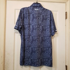 Straight Down Polo Shirt Mens Medium Blue Sea Animals Golf Performance Chevron