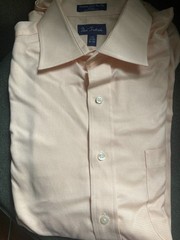 Paul Fredrick Men’s Light Peach Long Sleeve Button-Down Dress Shirt 16/33