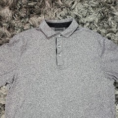 Paul Fredrick Polo Shirt Mens Large Gray Supima Cotton Short Sleeve Knit Button