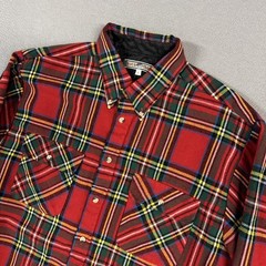 Vintage River Trader Shirt Mens Large Red Plaid Lined 100% Acrylic Retro Flannel