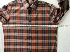 TASSO ELBA Mens L 16-16.5 Plaid Button Up Shirt Suede Elbow Patches Cotton Brown