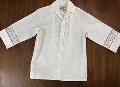 VTG Iolani Hawaii Beau Tiki Medium Mens White Hawaiian Shirt 3/4 Sleeve Lace acc