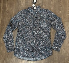 Kennington Limited Mens Medium Button Down Cotton Shirt Stars Snowflakes NWT C3