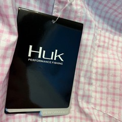Huk Santiago LS Fishing Shirt Mens Small Pink Check NXTLVL Performance NEW