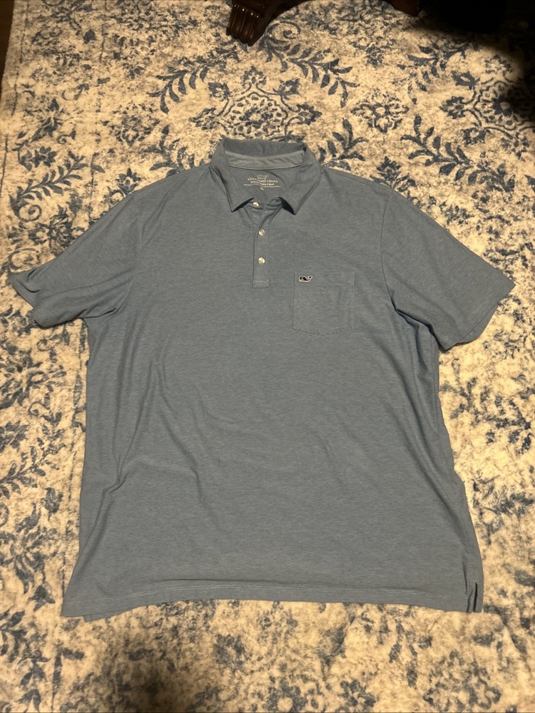 Vineyard Vines Solid Edgartown Polo Shirt Men’s XL Blue Preppy Golf Stretch