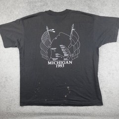 Vintage National Round Up Shirt Mens 2XL Black Michigan Bikers Tee 1993 USA Made