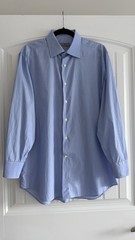 CANALI 100% COTTON PINSTRIPE BLUE SHIRT SIZE 42 16 1/2 MADE IN ITALY
