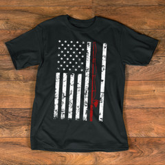 USA Flag Fishing T-Shirt Vintage Tees For Fisherman Fisher Rodfather Fathers Day