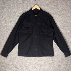 AllSaints Guerra Overshirt Mens Large Black Utility Long Sleeve Shacket