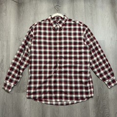 Jos. A. Bank Traveler’s Collection Men’s L Burgundy Plaid Cotton Button-Down