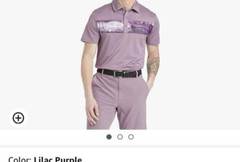 men’s All in Motion polo shirt size small lilac short sleeve collar polyester