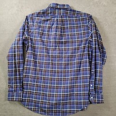 Ralph Lauren Y2K Mens Sz Lg Blue Black Plaid Custom Fit Long Sleeve Button Shirt