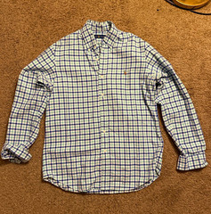 Ralph Lauren Men’s Blue Green White Plaid Long Sleeve Button-Down Shirt M