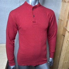 LL Bean River Driver 2 Layer Wool Blend Thermal Henley Shirt Men’s S Small Red