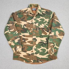 Vintage Insulated Shirt Mens Medium Green Camo Fieldmaster Distressed USA Made