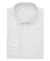 Calvin Klein Steel Men’s Slim Fit Dress Shirt 17.5 32-33 Light Gray Windowpane