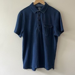 J. Crew Men’s Piqué Cotton Knit Polo Shirt in Indigo Dye Heritage Americana L