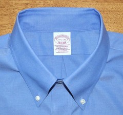 Brooks Brothers Traditional 17.5 35 solid french blue non iron dress shirt g5j5