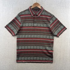 Travis Mathew Polo Shirt Mens Small Green Fair Isle Christmas Holiday Snowflakes