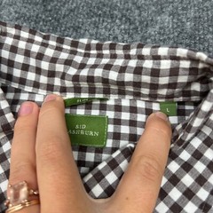 Sid Mashburn Mens Large Slim White Checks Button Front Long Sleeve Dress Shirt