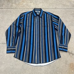 Wrangler Shirt Mens Large Stripe Western Pearl Snap Vintage Inspired Brushpopper