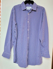 Mizzen + Main Men’s XXL Dress Shirt Leeward Trim Fit Blue Purple White Plaid