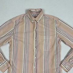 Gustin Men’s Medium 100% Cotton Multicolored Stripes Long Sleeve Shirt USA Made