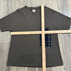 FREI MUT Green Metflix T-Shirt Plaid Pocket Patchwork Japan Recycled Cotton XL