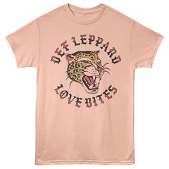 Def Leppard T Shirt LOVE BITES ALBUM New Heavy Metal Music Peach Cotton