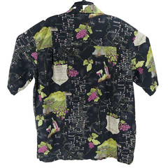 Vintage David Carey Originals Mens Black XL Camp Hawaiian Shirt Napa Valley Wine
