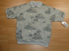 VINTAGE NWT SUN CASUALS TIKI HAWAIIAN GRAY GOLF POLO SHIRT SIZE XL