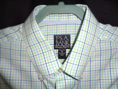 Real Nice – Jos A Bank Button Down Collar Shirt – White/Blue/Green – Size Medium