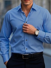 Mens Dress Shirts Formal Business Long Sleeves Non Iron Elastic Casual Shirts