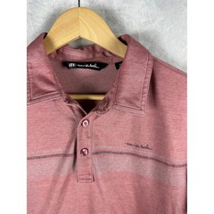 TravisMathew Mens Pima Cotton Blend Polo Shirt Heather Red Stripe Size M