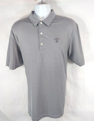 Dunning Golf Polo Shirt Men’s Large Short Sleeve Black Gray Stripe Poly Blend