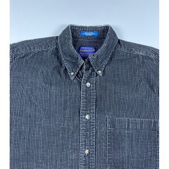Pendleton Mens Houndstooth Cotton Button Down Shirt Black White Size M